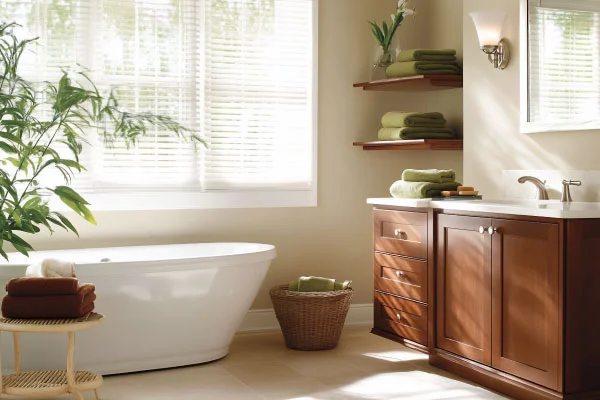 A bright and airy Coastal Bathroom with gorgeous sea grass accents and chic rattan furnishings | 7 Trendy Bathroom Design Ideas For Modern NYC Homes | DCON Renovations New York - Brooklyn | Remodeling - Architectural Design - Residential Contractor - Brownstoner Experts