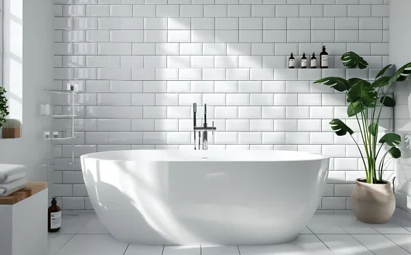 Eco-Friendly bathroom with white oval tub and some plants | 8 Tips For Small Bathroom Renovations In NYC | DCON Renovations New York - Brooklyn | Remodeling - Architectural Design - Residential Contractor - Brownstoner Experts
